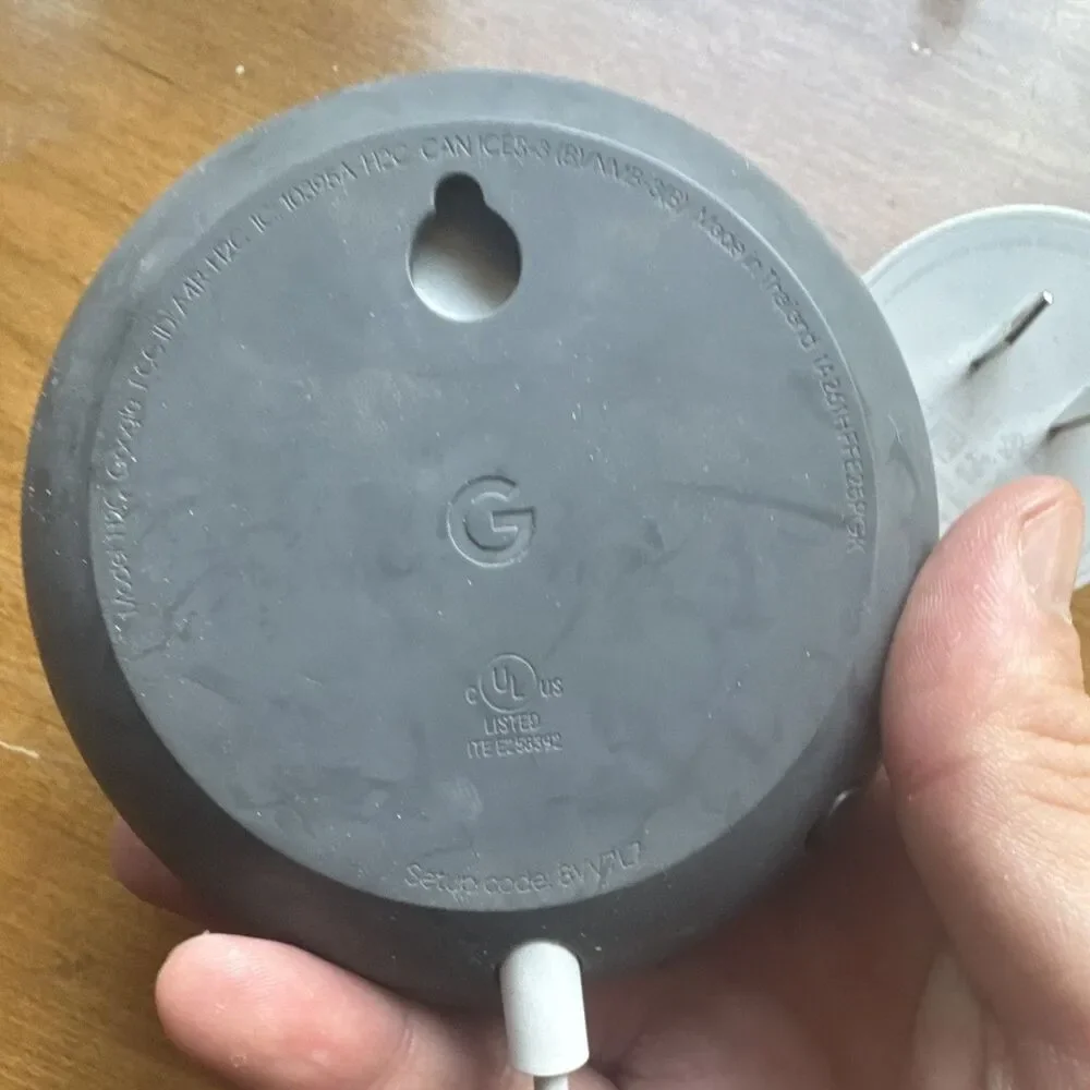 Google Home Mini Smart Speaker Gray Fabric w/ Power Adapter